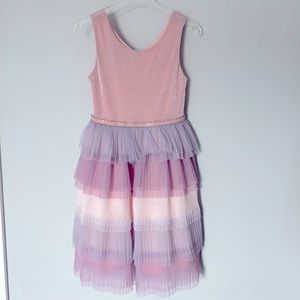 Girls Pink and Lilac Party Dress Size 7